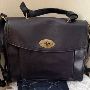 Navy Tignanello Leather Convertible Satchel